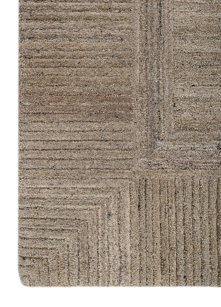 pathways green wool and viscose hand tufted Rug - Corner
