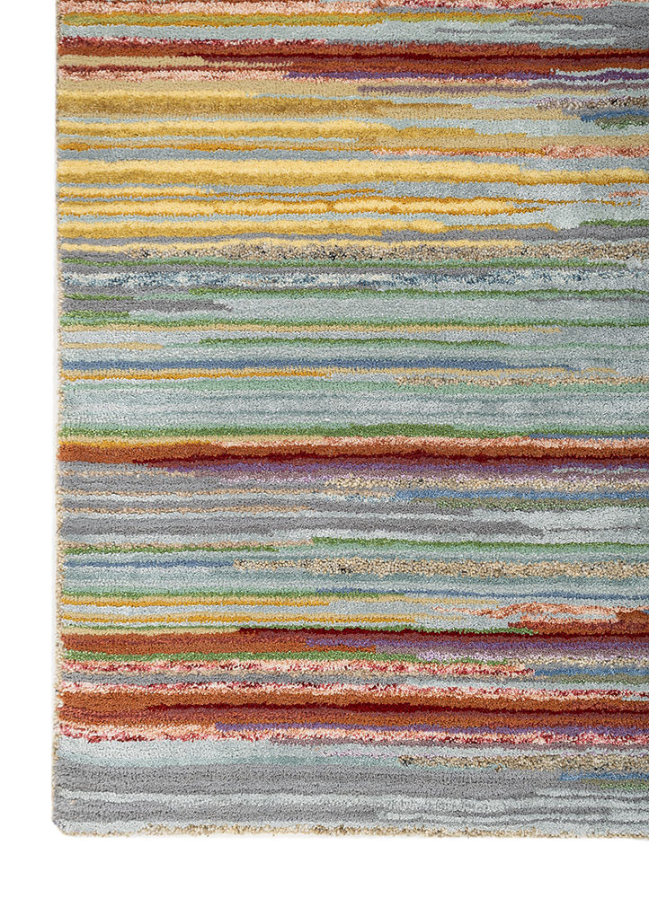 acar blue wool and viscose hand tufted Rug - Corner