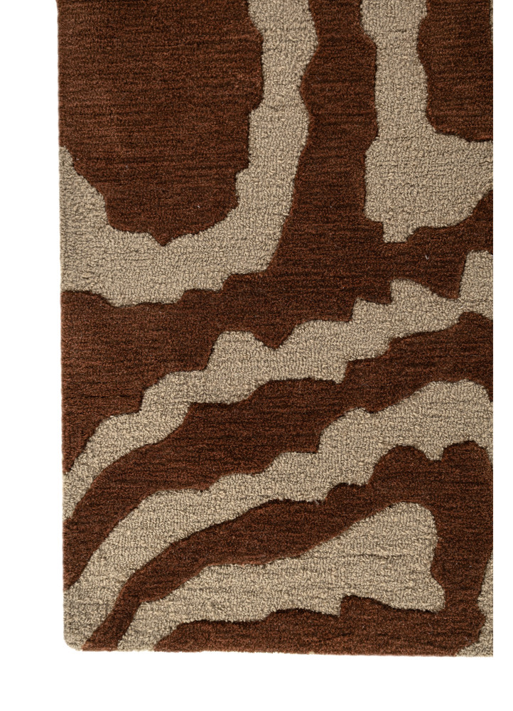 linear ivory wool and viscose hand tufted Rug - Corner
