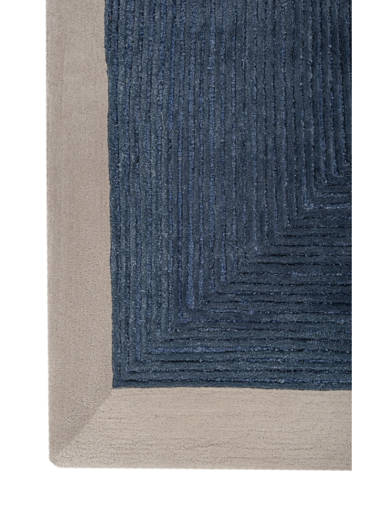 linear ivory wool and viscose hand tufted Rug - Corner