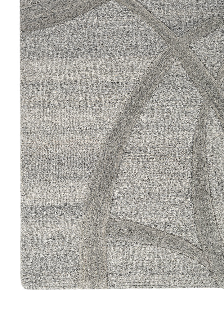 pathways blue wool hand tufted Rug - Corner
