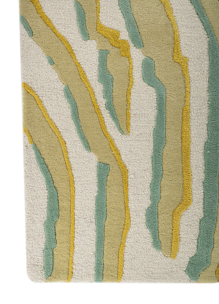 linear ivory wool hand tufted Rug - Corner
