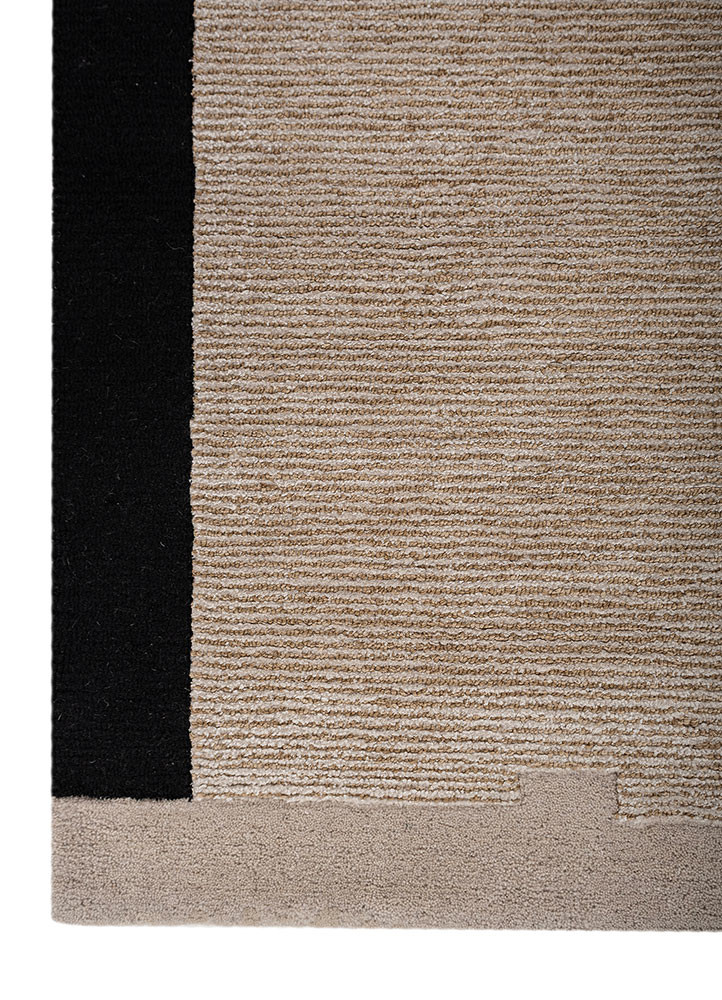 linear blue wool hand tufted Rug - Corner