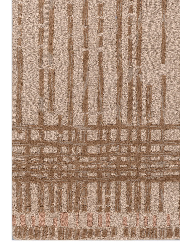 pathways beige and brown wool hand tufted Rug - Corner pathways beige and brown wool hand tufted Rug - Corner