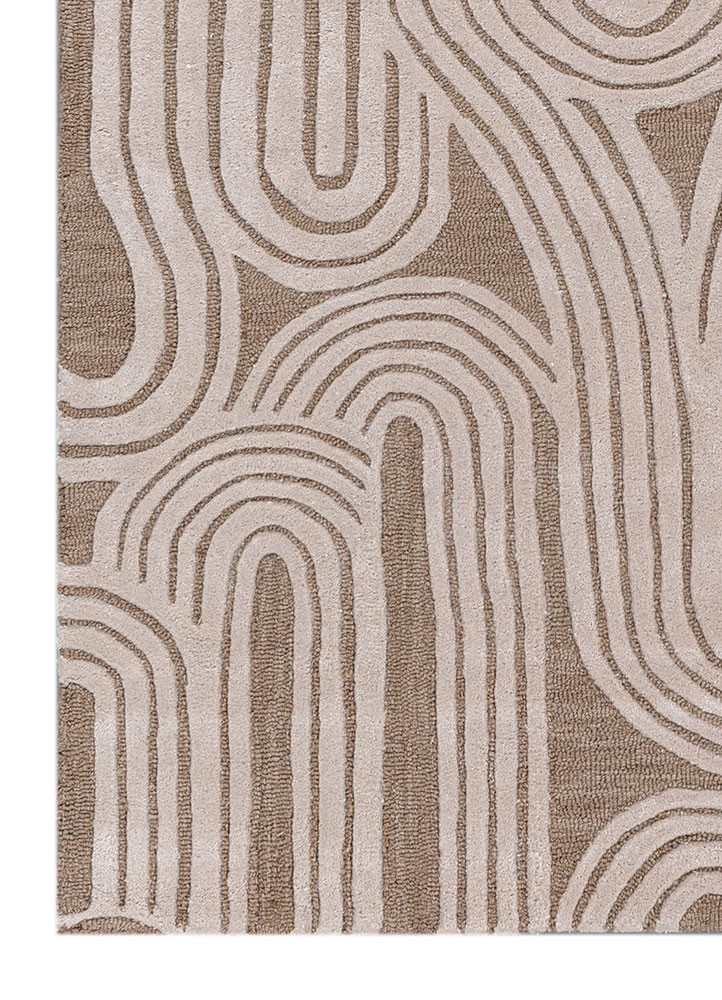 aprezo beige and brown wool hand tufted Rug - Corner aprezo beige and brown wool hand tufted Rug - Corner