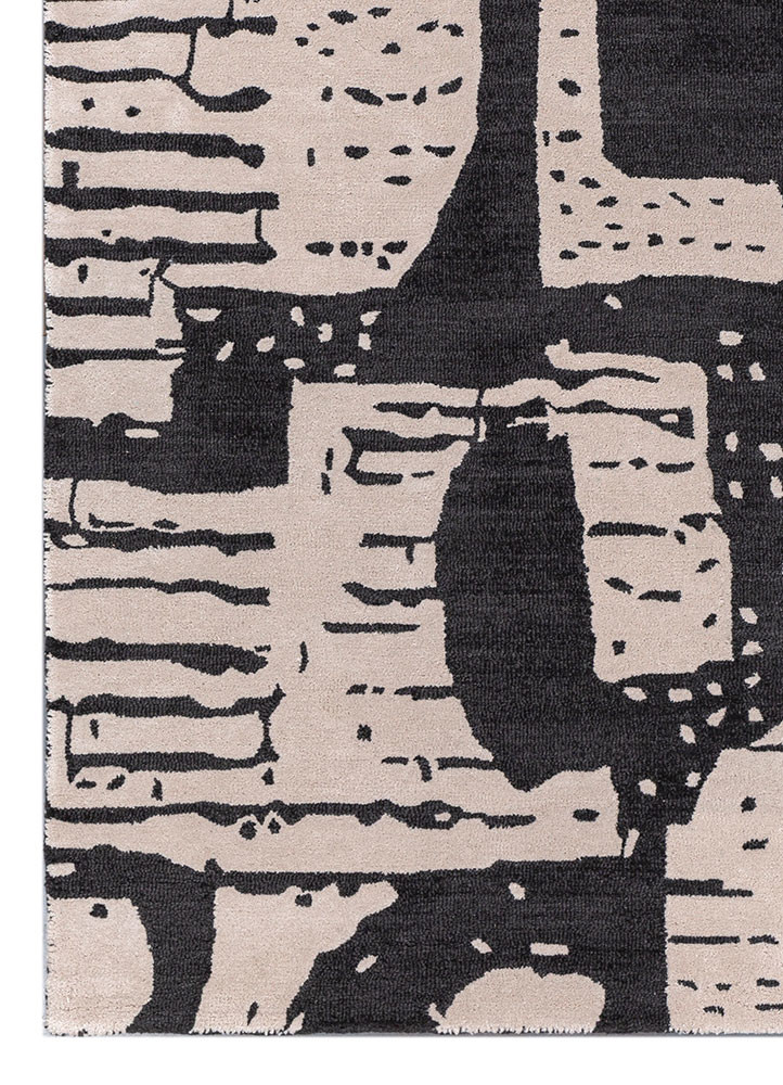 pathways grey and black wool hand tufted Rug - Corner pathways grey and black wool hand tufted Rug - Corner