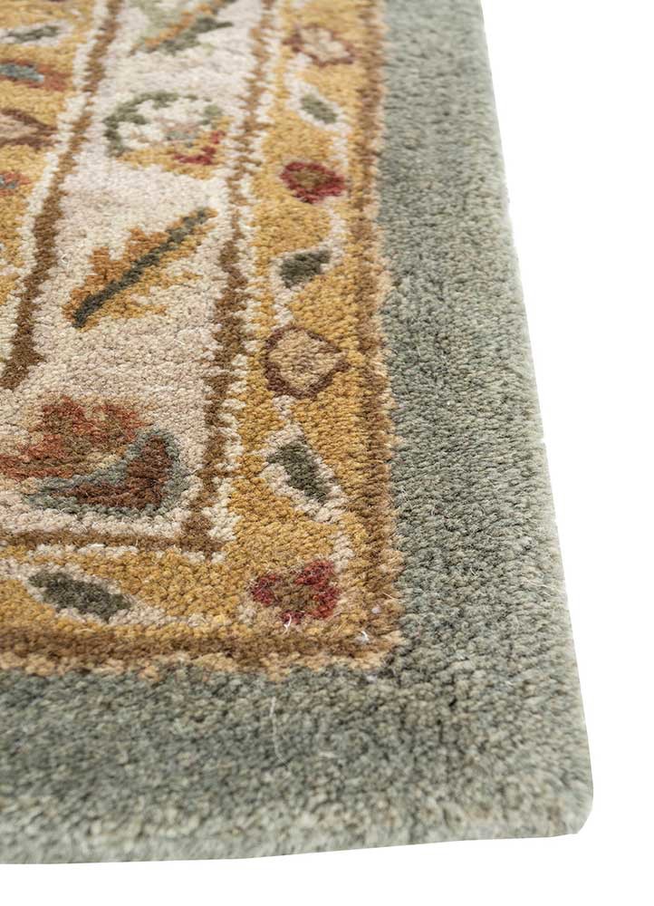kasbah green wool hand tufted Rug - Corner