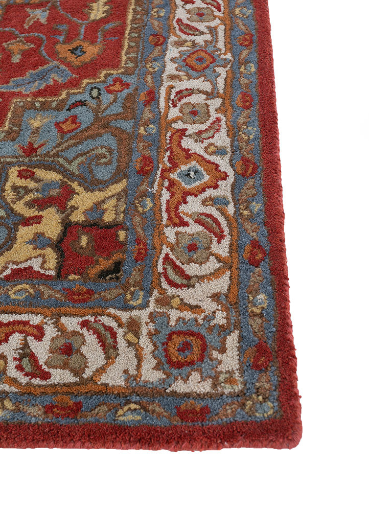 mythos red and orange wool hand tufted Rug - Corner