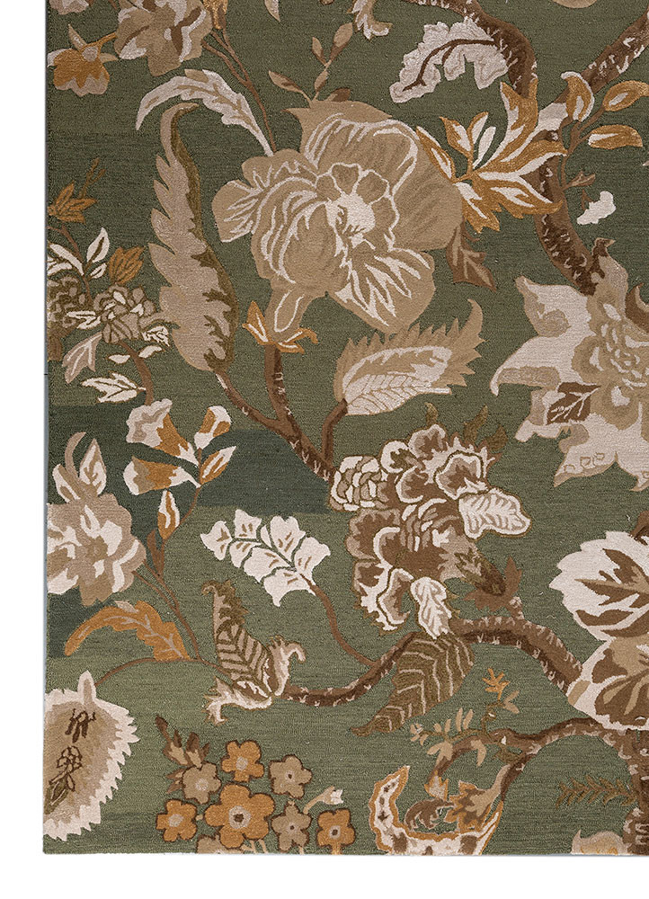 bodhi green wool and viscose hand tufted Rug - Corner