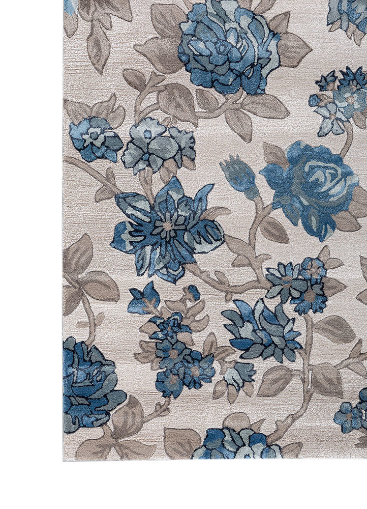 hacienda ivory wool and viscose hand tufted Rug - Corner