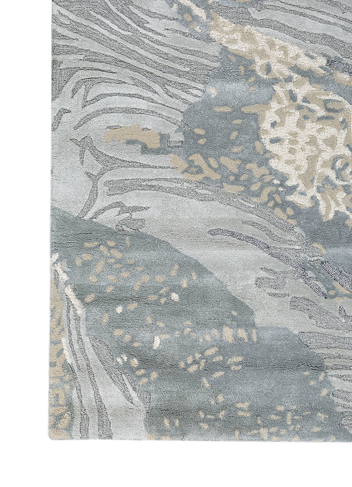 white noise blue wool and viscose hand tufted Rug - Corner white noise blue wool and viscose hand tufted Rug - Corner