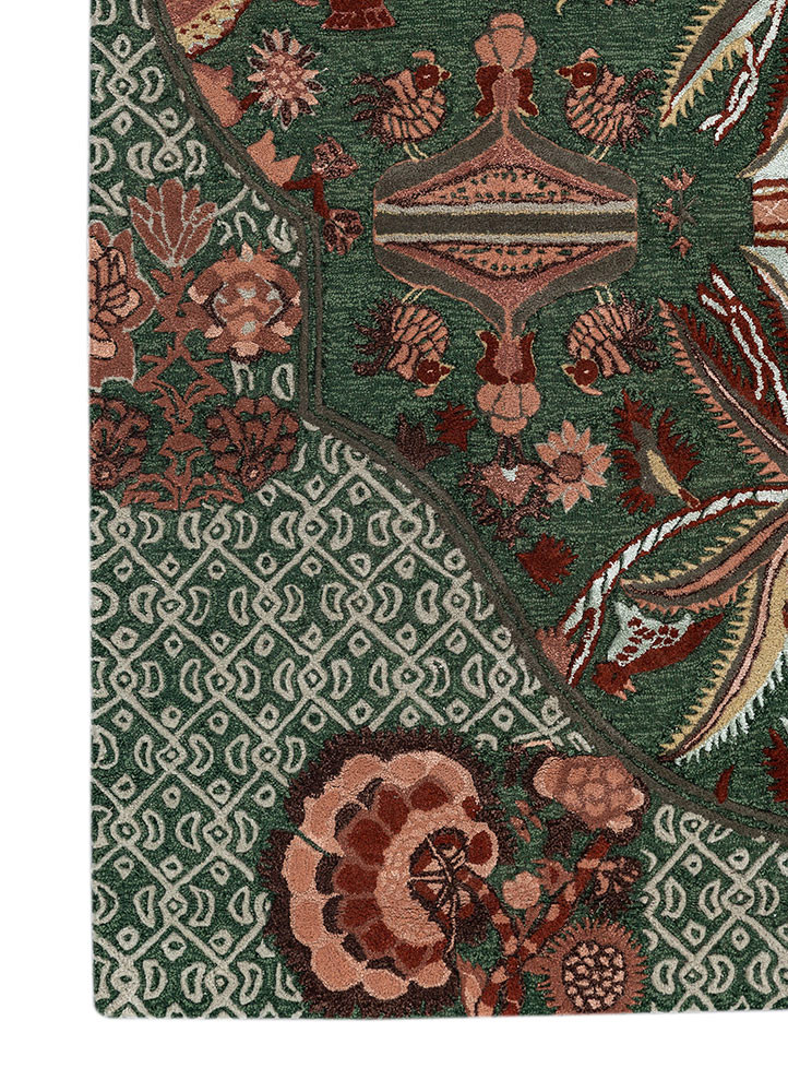 bodhi green wool and viscose hand tufted Rug - Corner