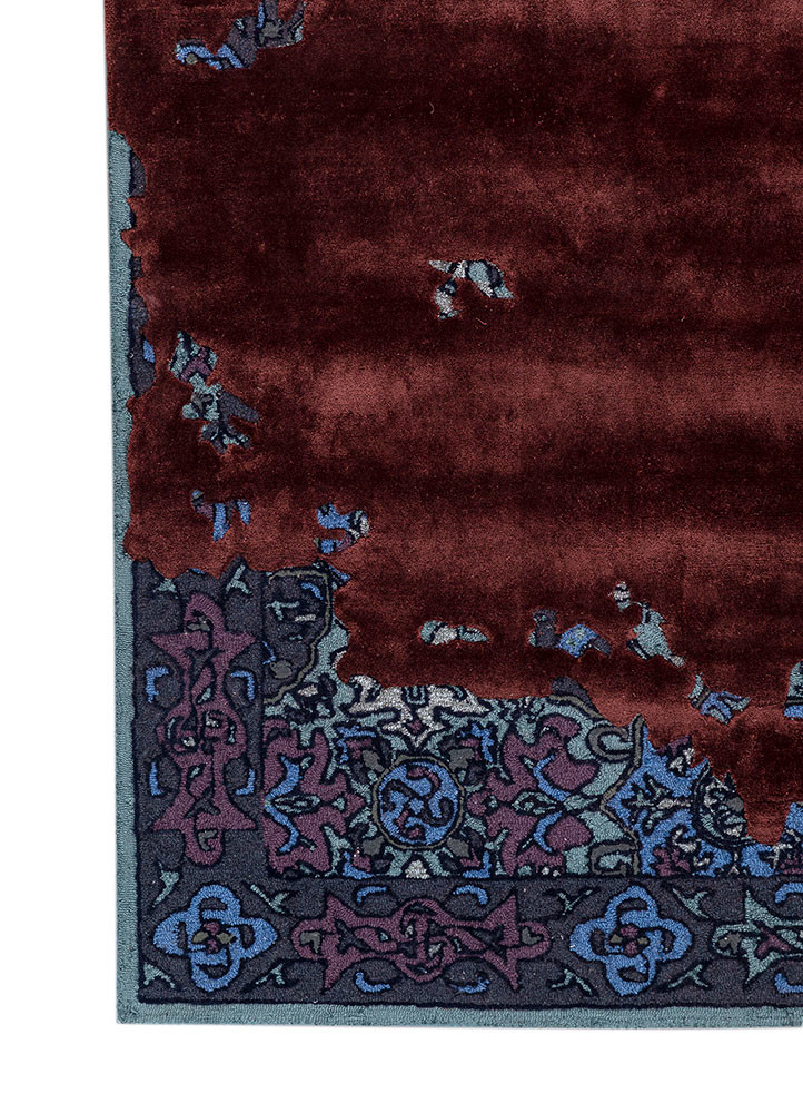 mythos red and orange wool and viscose hand tufted Rug - Corner