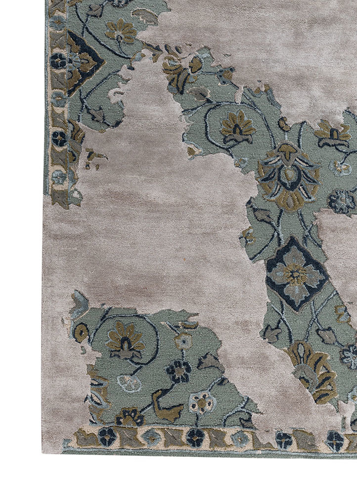 mythos grey and black wool and viscose hand tufted Rug - Corner