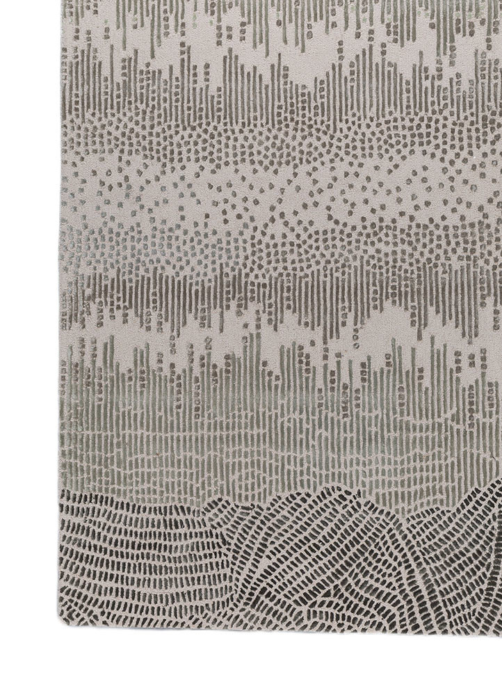 white noise ivory wool and viscose hand tufted Rug - Corner