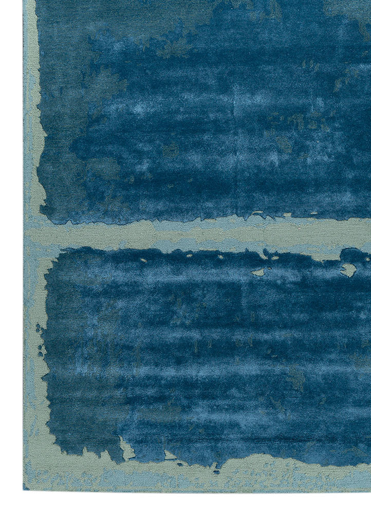 white noise blue wool and viscose hand tufted Rug - Corner white noise blue wool and viscose hand tufted Rug - Corner