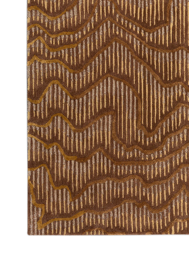 white noise red and orange wool and viscose hand tufted Rug - Corner