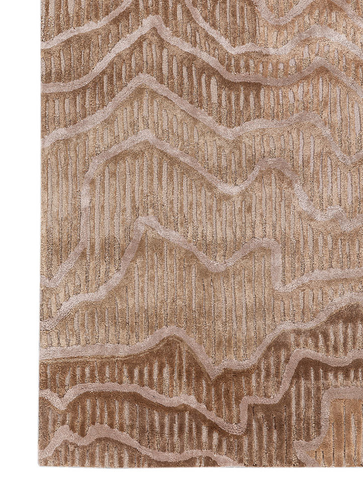 white noise beige and brown wool and viscose hand tufted Rug - Corner white noise beige and brown wool and viscose hand tufted Rug - Corner