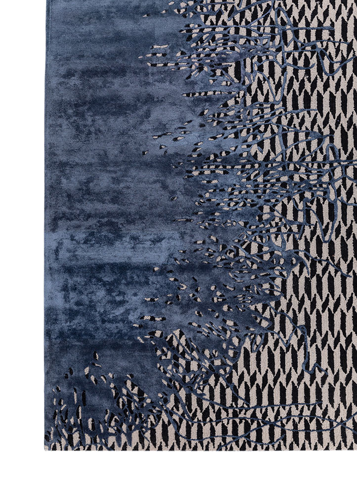 adrift blue wool and viscose hand tufted Rug - Corner adrift blue wool and viscose hand tufted Rug - Corner