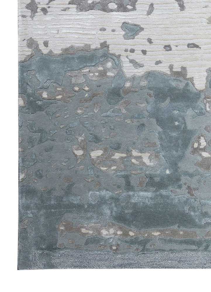 white noise ivory wool and viscose hand tufted Rug - Corner