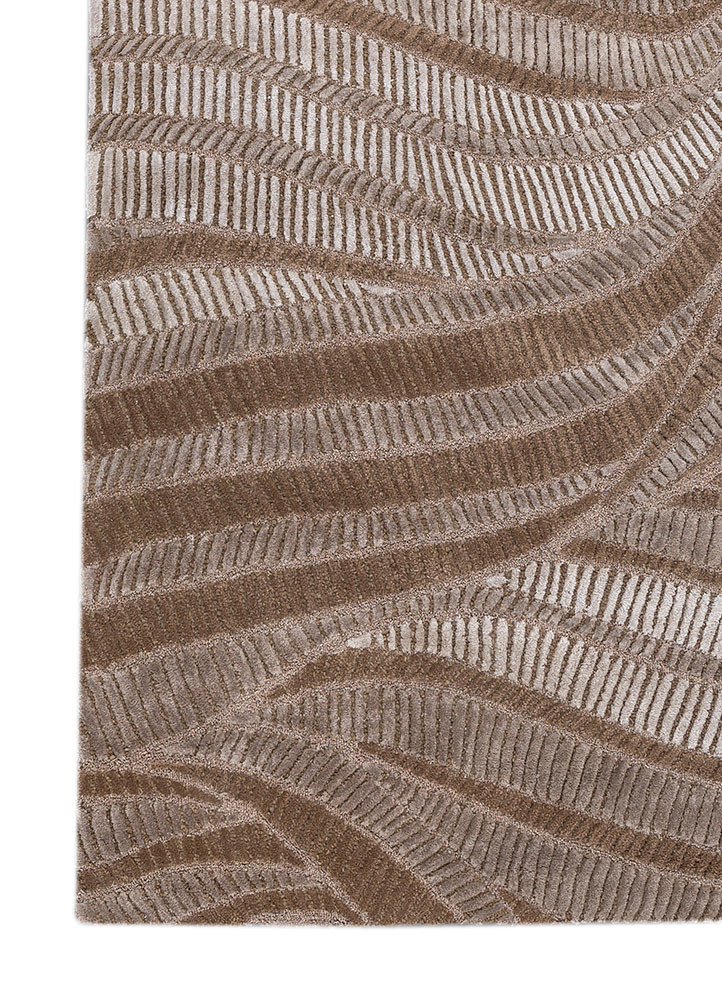 lucid beige and brown wool and viscose hand tufted Rug - Corner lucid beige and brown wool and viscose hand tufted Rug - Corner
