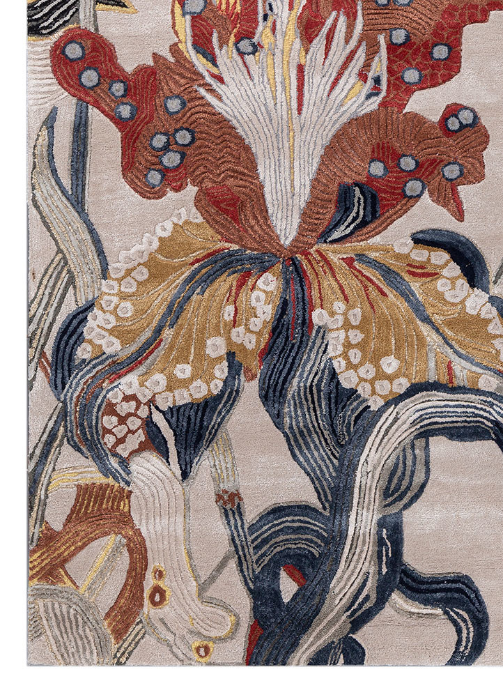 nebulora ivory wool and viscose hand tufted Rug - Corner