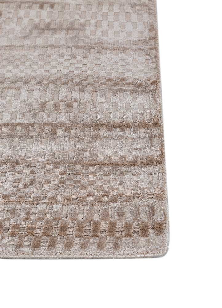 basis ivory bamboo silk hand loom Rug - Corner