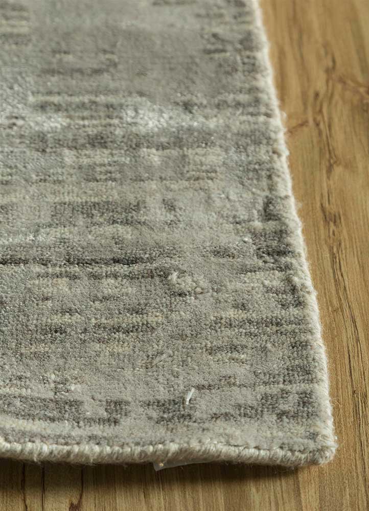 bespoke sile beige and brown wool and viscose hand loom Rug - Corner