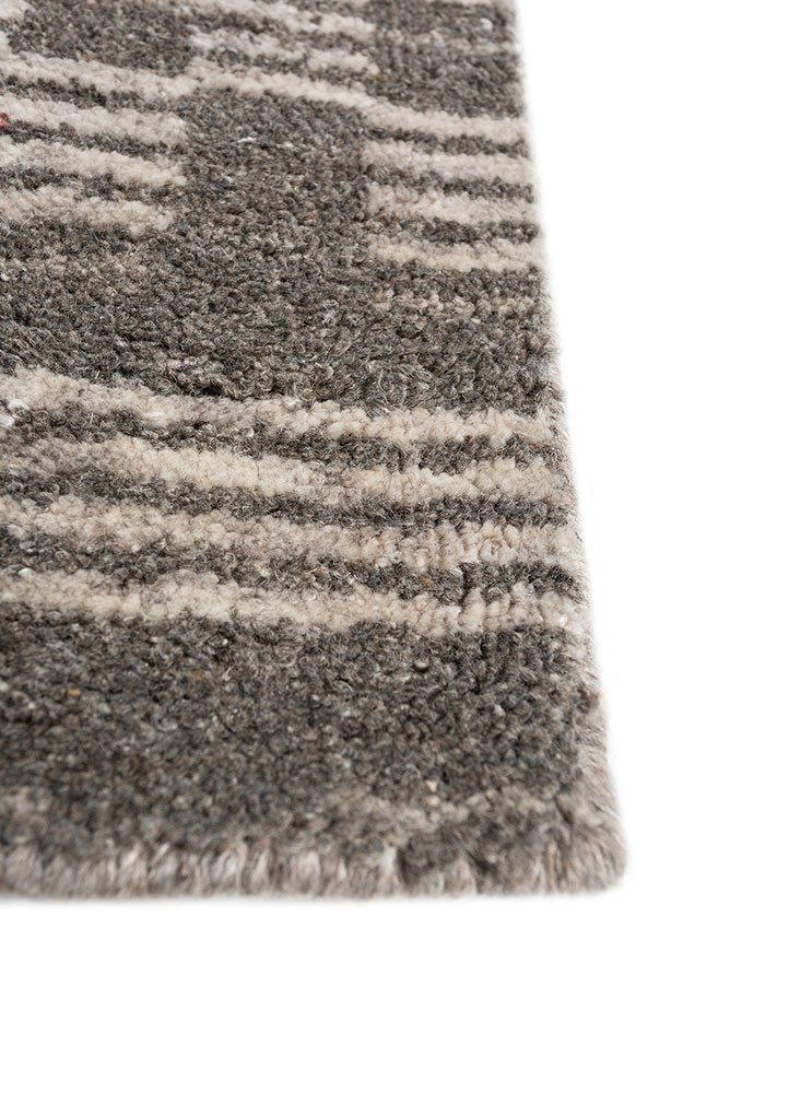 basis grey and black wool hand loom Rug - Corner