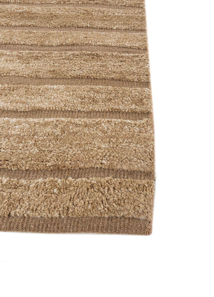 azalea beige and brown wool and silk hand knotted Rug - Corner