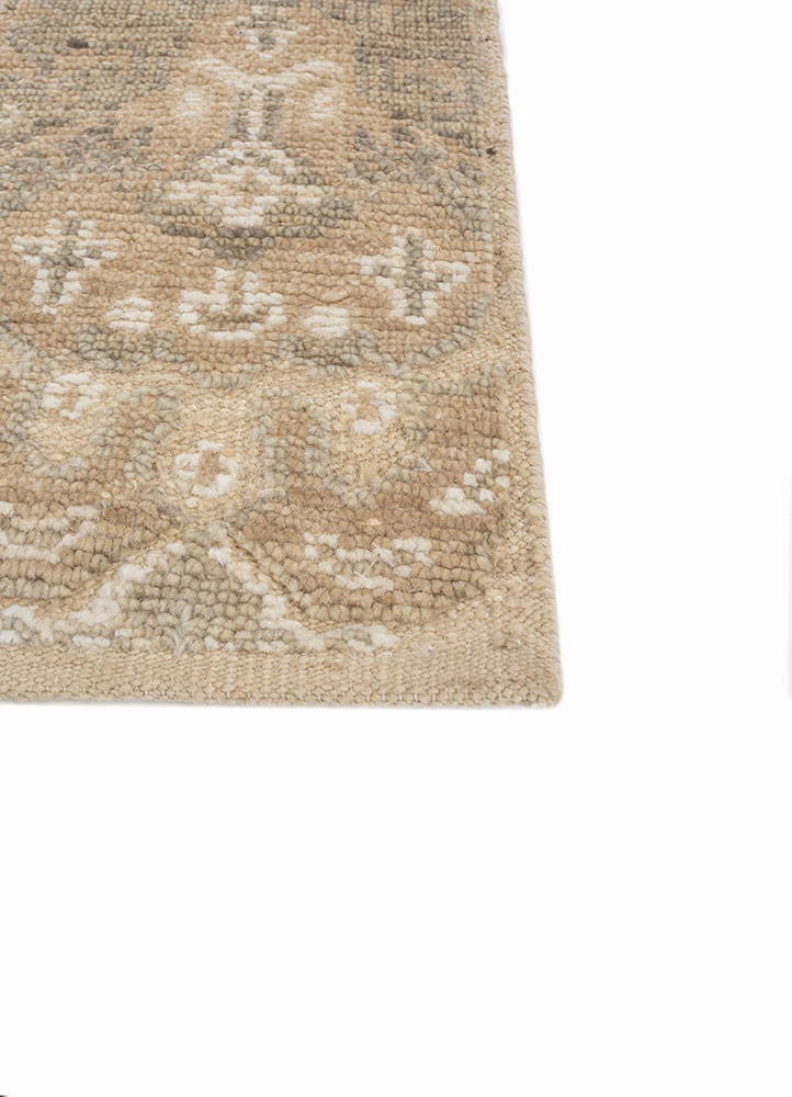 erbe beige and brown wool hand knotted Rug - Corner erbe beige and brown wool hand knotted Rug - Corner