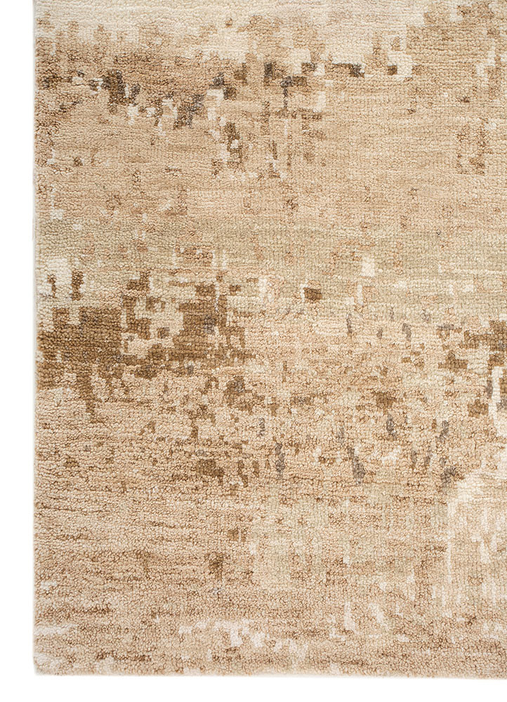 entropy ivory wool and silk hand knotted Rug - Corner entropy ivory wool and silk hand knotted Rug - Corner