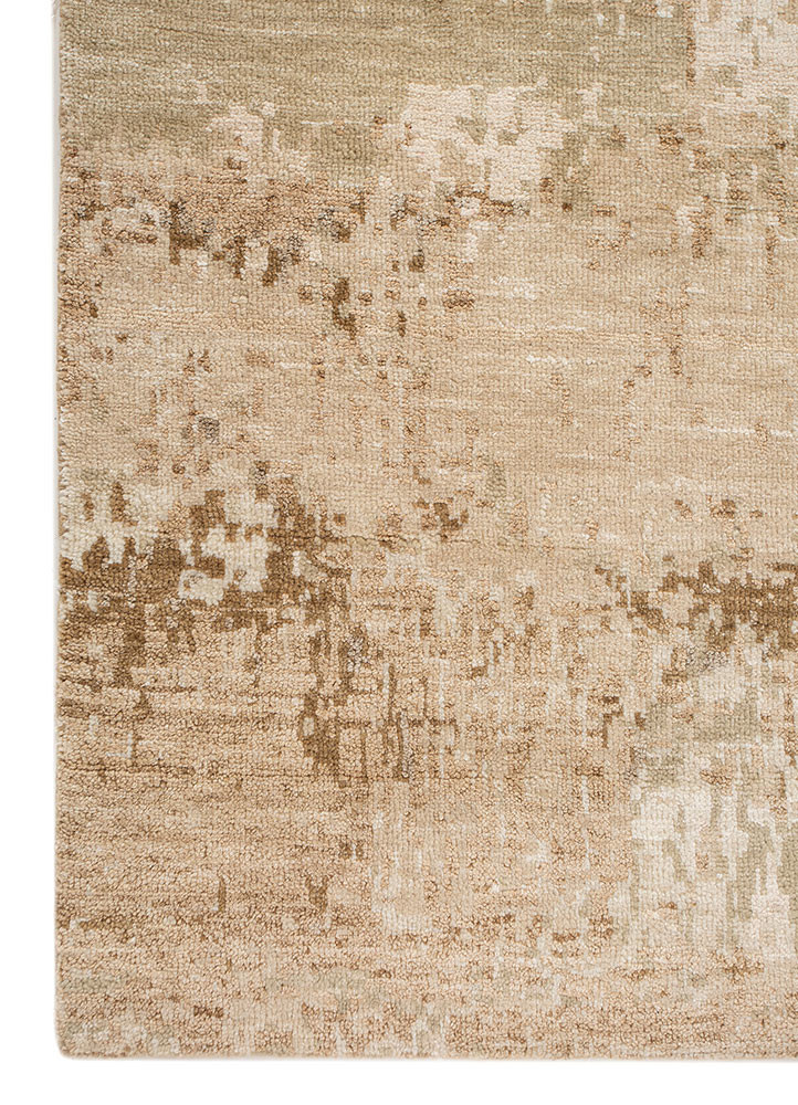 entropy beige and brown wool and silk hand knotted Rug - Corner entropy beige and brown wool and silk hand knotted Rug - Corner