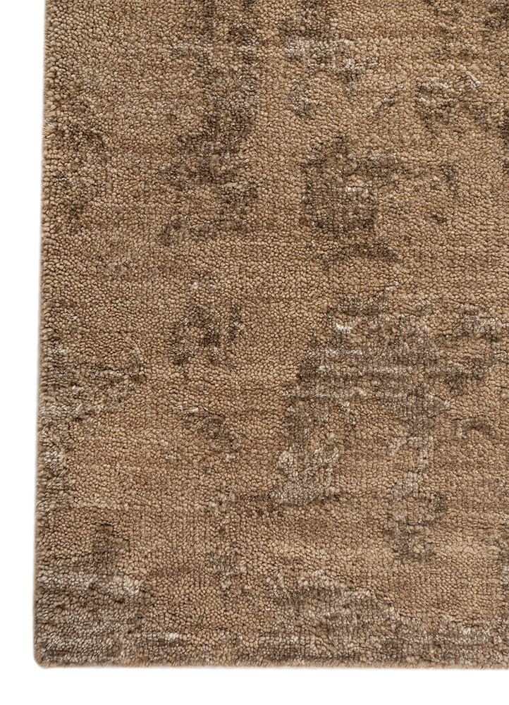 uvenuti beige and brown wool hand knotted Rug - Corner