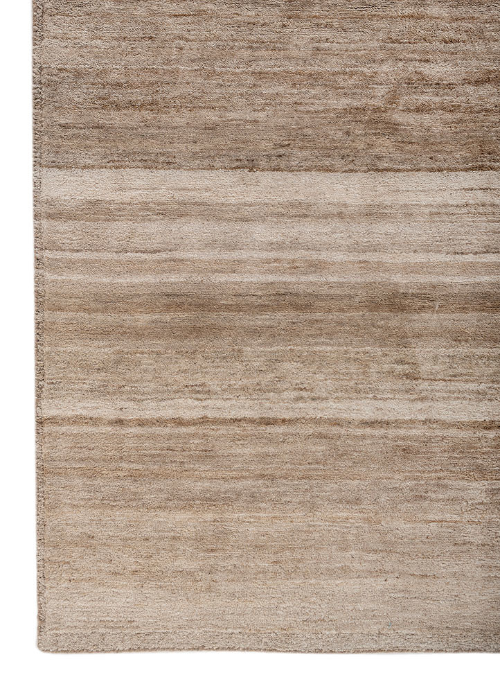 kairos beige and brown nettle hand knotted Rug - Corner