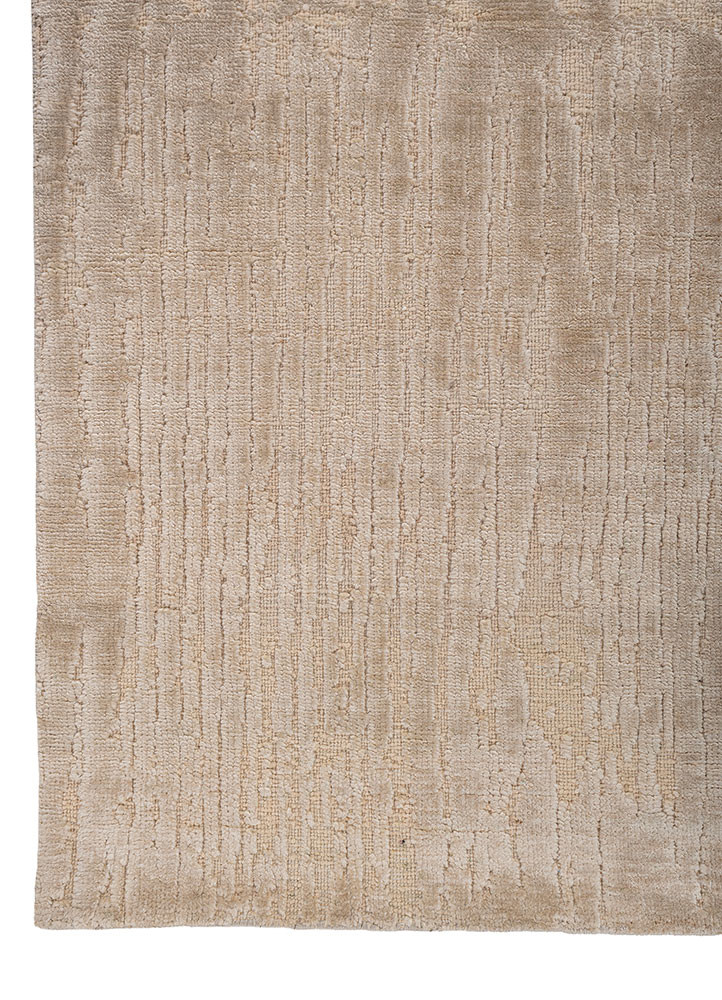 aprezo beige and brown silk hand knotted Rug - Corner