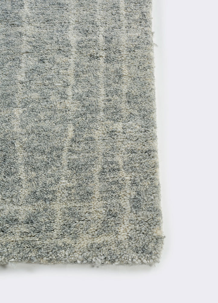 manifest grey and black wool and silk hand knotted Rug - Corner manifest grey and black wool and silk hand knotted Rug - Corner