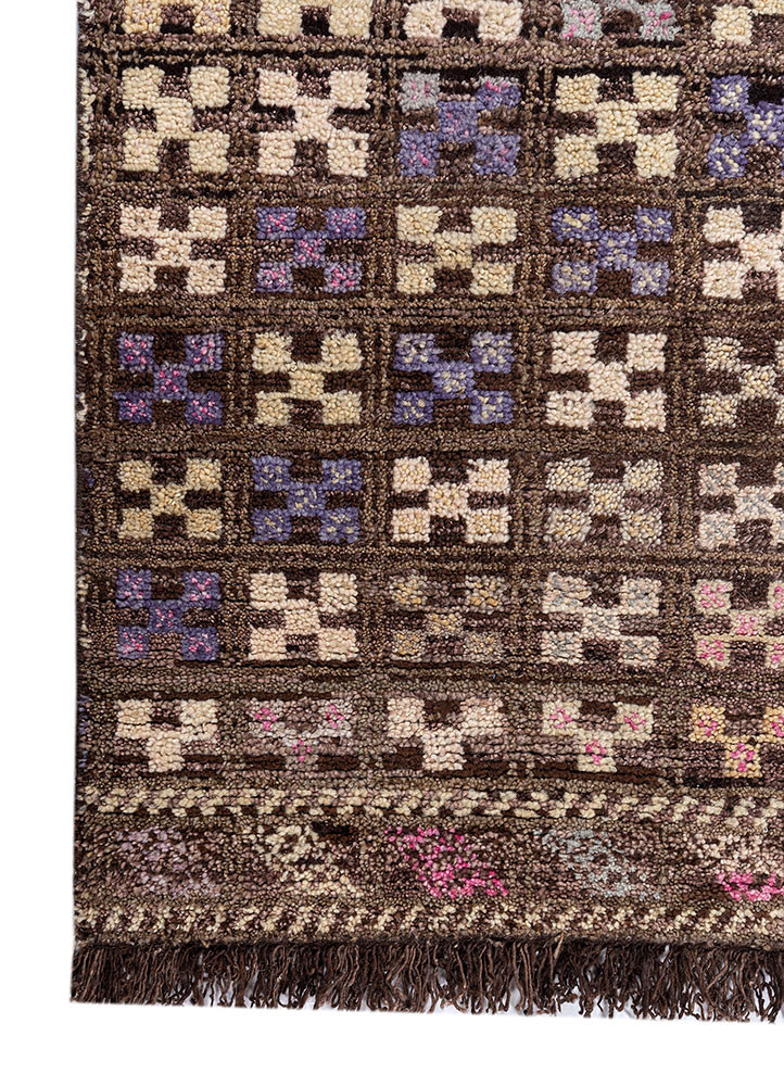 nuray grey and black wool hand knotted Rug - Corner