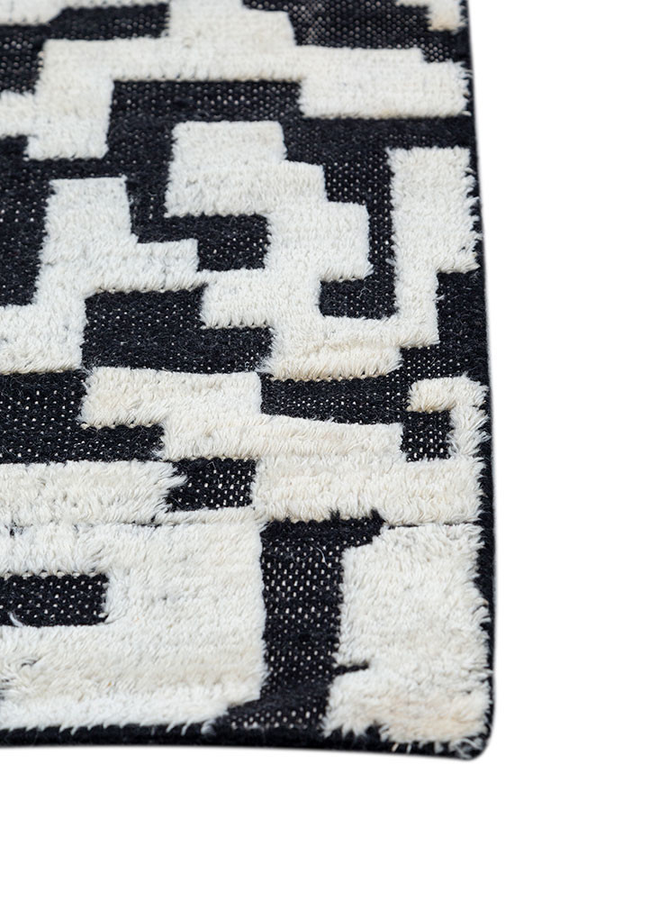manifest grey and black wool hand knotted Rug - Corner