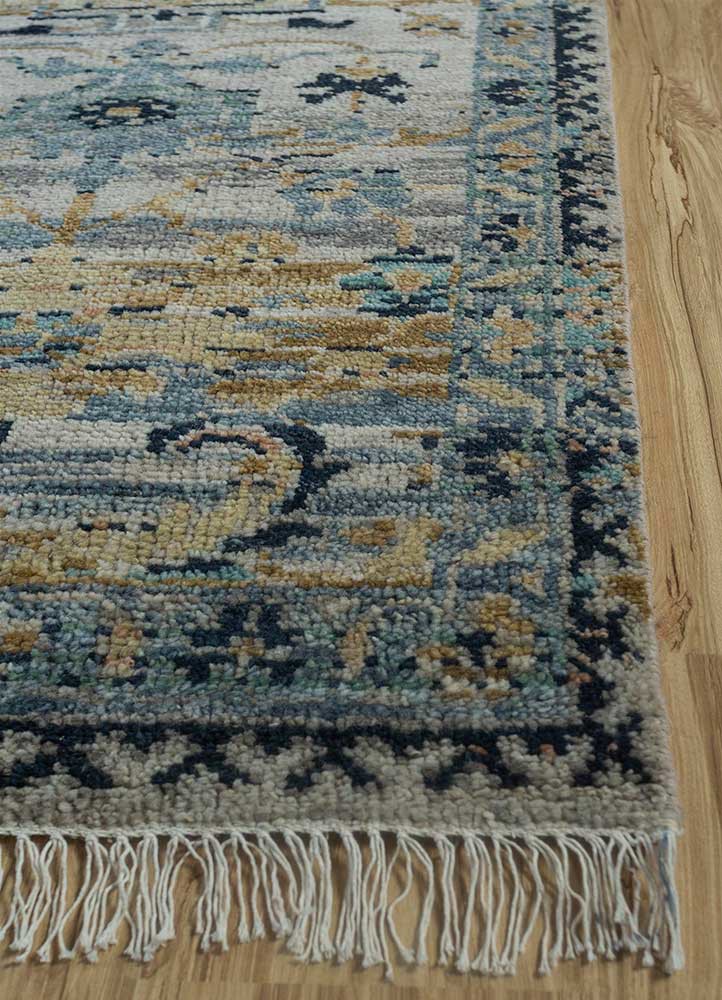 viscaya blue wool hand knotted Rug - Corner