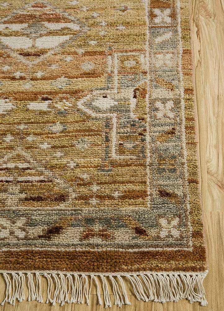 viscaya beige and brown wool hand knotted Rug - Corner