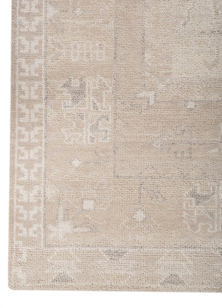 thyme ivory wool hand knotted Rug - Corner