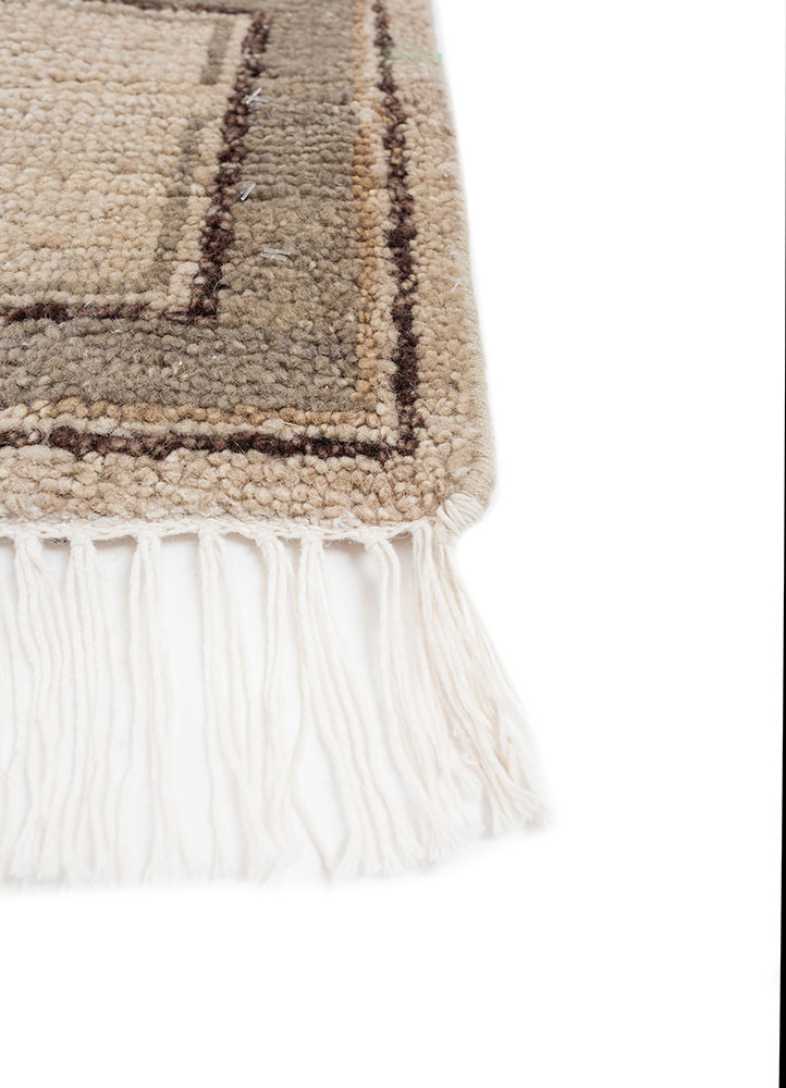 thyme beige and brown wool hand knotted Rug - Corner