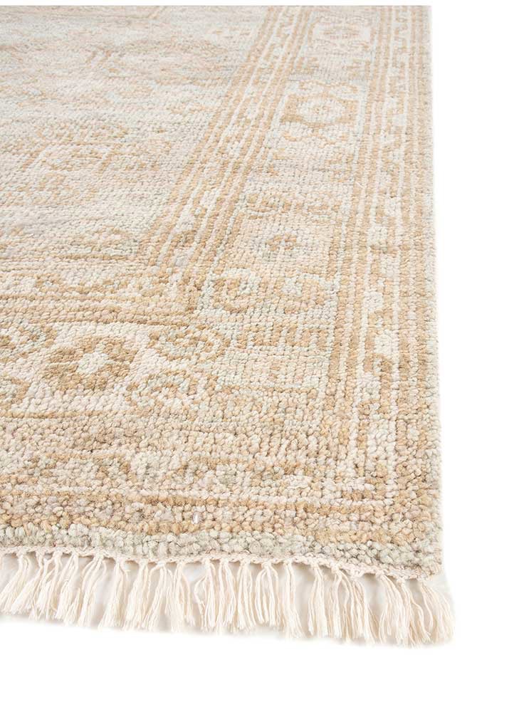 thyme ivory wool hand knotted Rug - Corner