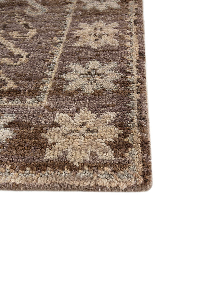 thyme beige and brown wool hand knotted Rug - Corner thyme beige and brown wool hand knotted Rug - Corner