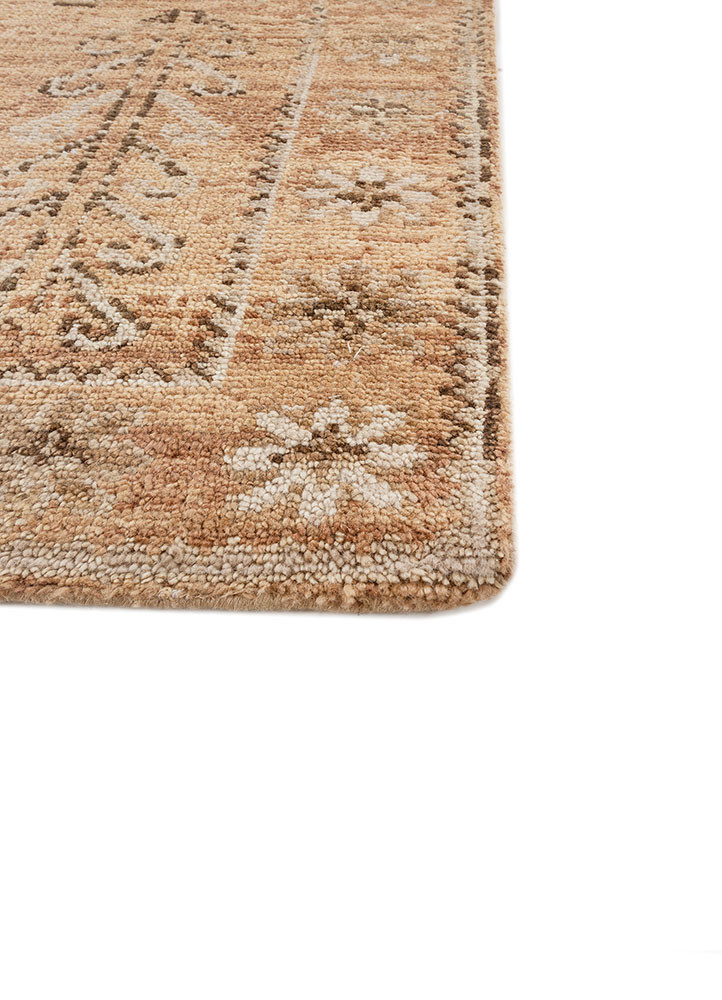 thyme red and orange wool hand knotted Rug - Corner