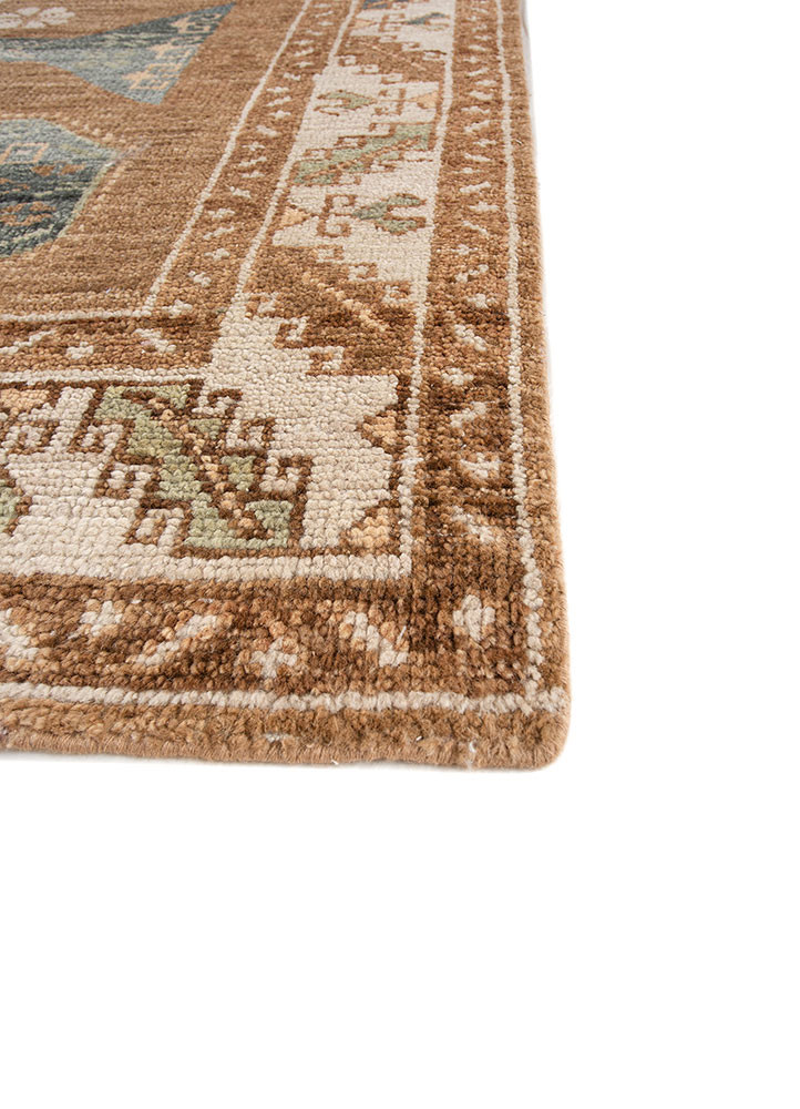 thyme beige and brown wool hand knotted Rug - Corner thyme beige and brown wool hand knotted Rug - Corner