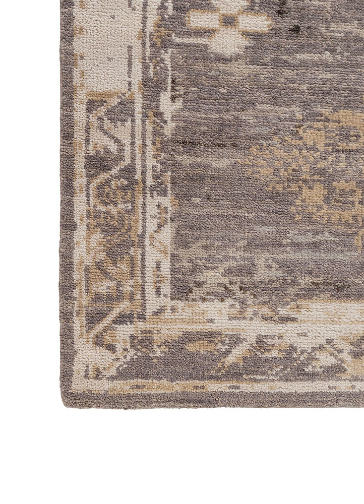 savana grey and black wool hand knotted Rug - Corner