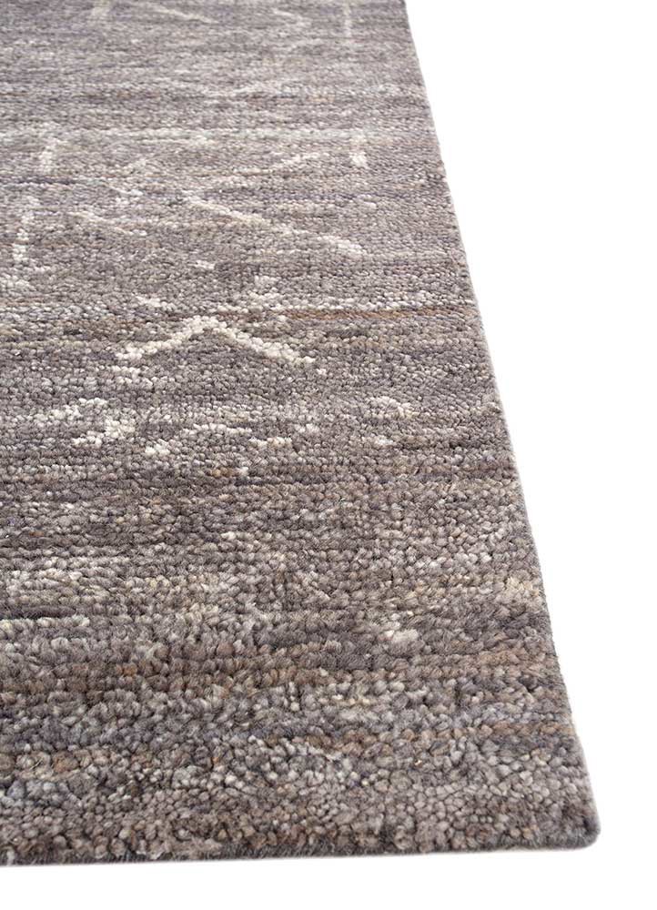 thyme grey and black wool hand knotted Rug - Corner
