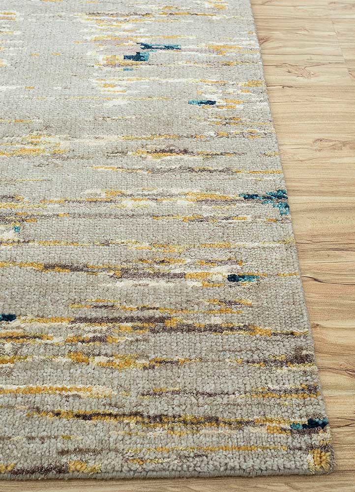 clan ivory wool and bamboo silk hand knotted Rug - Corner clan ivory wool and bamboo silk hand knotted Rug - Corner